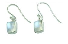 Silver gemstone earrings, Rainbow Moonstone, square-cut,925 silver for sale  GLASGOW