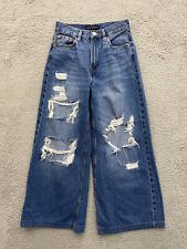 Usado, Jeans feminino Aeropostale tamanho 2 cintura alta perna super larga jeans azul desgastado comprar usado  Enviando para Brazil
