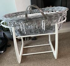 Used, Dream Upon A Cloud Moses Grey Basket & White Moses Rocking Stand With Mattress for sale  Shipping to South Africa
