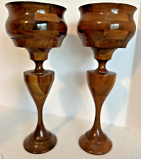 Used, Mid Century Modern Wood Pair Candle Holders 15" Large Bambo Signed O Wenig USA for sale  Shipping to South Africa