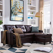 brown leather l couch for sale  Guilford