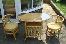 RETRO VINTAGE BAMBOO STYLE BISTRO DINING SET, WITH SMOKED GLASS TOP, VGC for sale  Shipping to South Africa