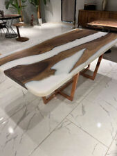 Mesa de comedor de epoxy blanca, mesa central con forma rectangular de... segunda mano  Embacar hacia Argentina