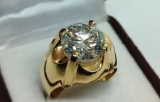 Anillo de compromiso solitario moissanita de corte redondo de 3 quilates para hombre oro amarillo liso de 14 quilates segunda mano  Embacar hacia Argentina