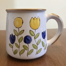 Vintage Norleans Coffee Cup Mug Tulip Flowers Stoneware Korea Hand Painted, usado comprar usado  Enviando para Brazil