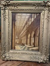 Antique Painting Architectural Oil On Board Cathedral Perspective Piece Research for sale  Shipping to South Africa