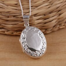 925 Sterling Silver Large Oval Engraved Photo Locket Pendant Necklace Gift Boxed for sale  Shipping to South Africa