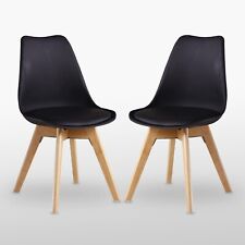 2x BLACK Tulip Chairs Set Wooden Legs Kitchen Home Furniture for sale  Shipping to South Africa