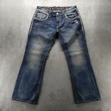 Rock Revival Jeans Mens 36x31 Blue Tucker Bootcut Dark Wash Ripped Denim for sale  Shipping to South Africa