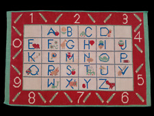 Fabulosa alfombra de piso de lana tejida a mano ABC alfabeto educativo aprendizaje alfabeto vintage segunda mano  Embacar hacia Argentina