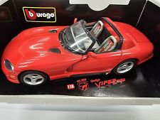 Used, Burago 1/18 Scale  1992 Dodge Viper RT/10 Red Model Car  for sale  Shipping to South Africa