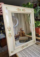 Vintage Wall Mirror Hand Painted Floral Roses Wooden Frame Cottagecore 53x40 Cm for sale  Shipping to South Africa