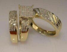 2.80Ct Round Moissanite Seu e Seu Anel de Trio de Casamento Set 14K Amarelo Dourado Banhado comprar usado  Enviando para Brazil