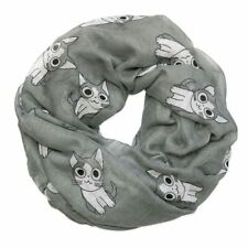 Bufanda de lazo con gatos / bufanda redonda en gris claro motivos de gato animales bufanda de tela segunda mano  Embacar hacia Argentina