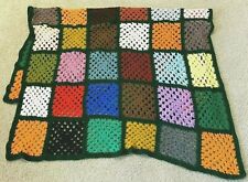 Color Block Handmade Sofa Throw Afghan Jewel Tone Couch Crochet Fall Autumn for sale  Shipping to South Africa