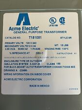 Transformador eléctrico ACME T181051 voltios primarios 120x240 1Ph segunda mano  Embacar hacia Argentina