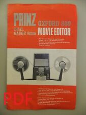 Instructions cine movie editor PRINZ OXFORD 800 super8 UK German French-Email/CD for sale  LEICESTER
