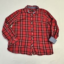 Camisa para mujer Talbots XL roja a cuadros con pestañas en rollo mangas largas con botones extra grande segunda mano  Embacar hacia Argentina