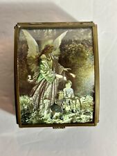 Caixa de bugigangas vintage Enesco México vidro bronze anjo da guarda espelhada comprar usado  Enviando para Brazil
