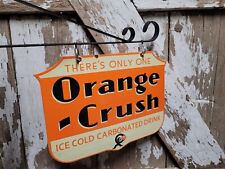 VINTAGE ORANGE CRUSH PORCELAIN SIGN FLANGE ICE COLD CARBONATED BEVERAGE SODA POP for sale  Shipping to South Africa