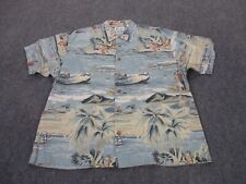 World Wide Sportsman Shirt Adult M Blue Floral Girl Boat Print Hawaiian Mens for sale  Shipping to South Africa