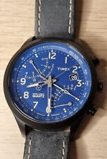 Usado, Timex Intelligent Quartz Fly-Back cronógrafo azul relógio masculino couro T2P380 comprar usado  Enviando para Brazil