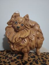 Large Vintage Pomeranian Dog Figurine 9" Ceramic Albertas Mold Pottery Signed, used for sale  Shipping to South Africa