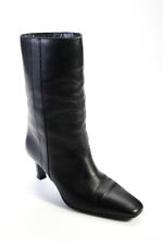 Botas femininas Massimo Dutti de couro biqueira quadrada panturrilha média salto baixo pretas tamanho 8, usado comprar usado  Enviando para Brazil