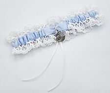 Liga de casamento Lucky Sixpence coração de ferradura - algo azul bolsa/etiqueta de presente grátis, usado comprar usado  Enviando para Brazil