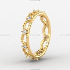 Anel de noivado feminino de ouro amarelo 14k com tiara de diamante natural comprar usado  Enviando para Brazil