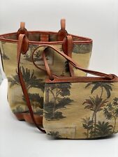 2 bolsas de ombro vintage TOMMY BAHAMA balde couro marrom lona palma tropical comprar usado  Enviando para Brazil
