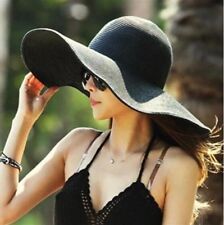 Chapéu de praia feminino verão grande flexível dobrável aba larga palha sol presente comprar usado  Enviando para Brazil