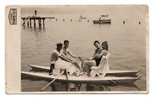 RPPC POSTCARD CIRCA 1940s WW2 SOLDIERS WITH GIRLFREINDS ROWING DUAL-KAYAK for sale  Shipping to South Africa