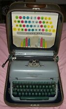 50s VINTAGE REMINGTON LETTER RITER DELUXE TYPWRITER GREEN + CASE & INSERT COOL for sale  Shipping to South Africa