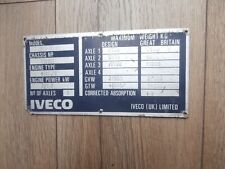 Iveco chassis plate for sale  TUNBRIDGE WELLS