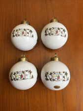 4 VINTAGE CHRISTMAS TREE DECORATIONS CERAMIC BAUBLE WHITE NOEL PHOTO NAME AREA, used for sale  UK