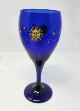 Copo de vinho celestial vintage Libbey azul cobalto taça sol lua e estrelas comprar usado  Enviando para Brazil