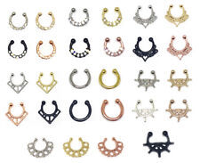 Fake Septum Clicker Non Piercing Nose Clip on Hanger Cheater Body Ring gem NEW for sale  Shipping to South Africa