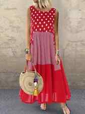 NEW PLUS SIZE 20 22 24 26 RED WHITE POLKA DOT PATCHWORK MAXI DRESS LIGHTWEIGHT, used for sale  Shipping to South Africa