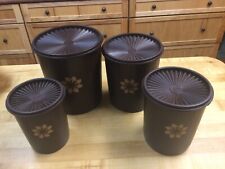 Used, VINTAGE SET OF 4 BROWN TUPPERWARE CANISTERS W/ LIDS 805-2, 807-2, 809-5, 811-13 for sale  Tijeras