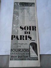 PUBLICITE 1929  Parfums Bourgeois Soir de Paris d'occasion  La Verpillière