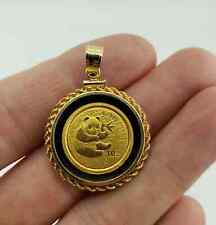 1/10 Ounce 999 Bullion Coin Pendant China Panda Yuan 14k Yellow Gold Plated, used for sale  Shipping to South Africa