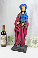 XL Saint Mary Magdalene religious chalkware handpaint statue sculpture signed  for sale  Shipping to United States
