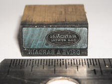 Usado, Vintage NATIONAL CAR RENTAL Logotipo Impressoras Letterpress Bloco Carimbo de Metal Gravado comprar usado  Enviando para Brazil
