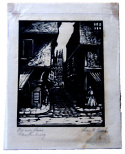 Vintage woodcut linocut for sale  OTTERY ST. MARY