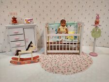 Vintage Nursery Set Pink/White 4Pc/Baby Miniature Dollhouse Furniture Wood 1:12 for sale  Shipping to South Africa