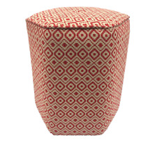 Hexagonal Pouffe Footstool Ottoman Red And Beige Geometric Pattern H3 for sale  Shipping to South Africa