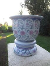 Decorative Chinese Style Blue & White Plant Pot Planter And Stand Vintage for sale  Shipping to South Africa