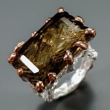 Jewelry gemstone 28 ct+ Smoky Quartz Ring 925 Sterling Silver Size 8 /R345803 for sale  Shipping to South Africa