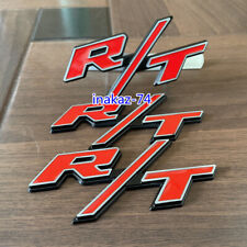 3X OEM For R/T Front Grill Emblems RT Fender Badge Red Black Silver Car Decals for sale  Shipping to South Africa